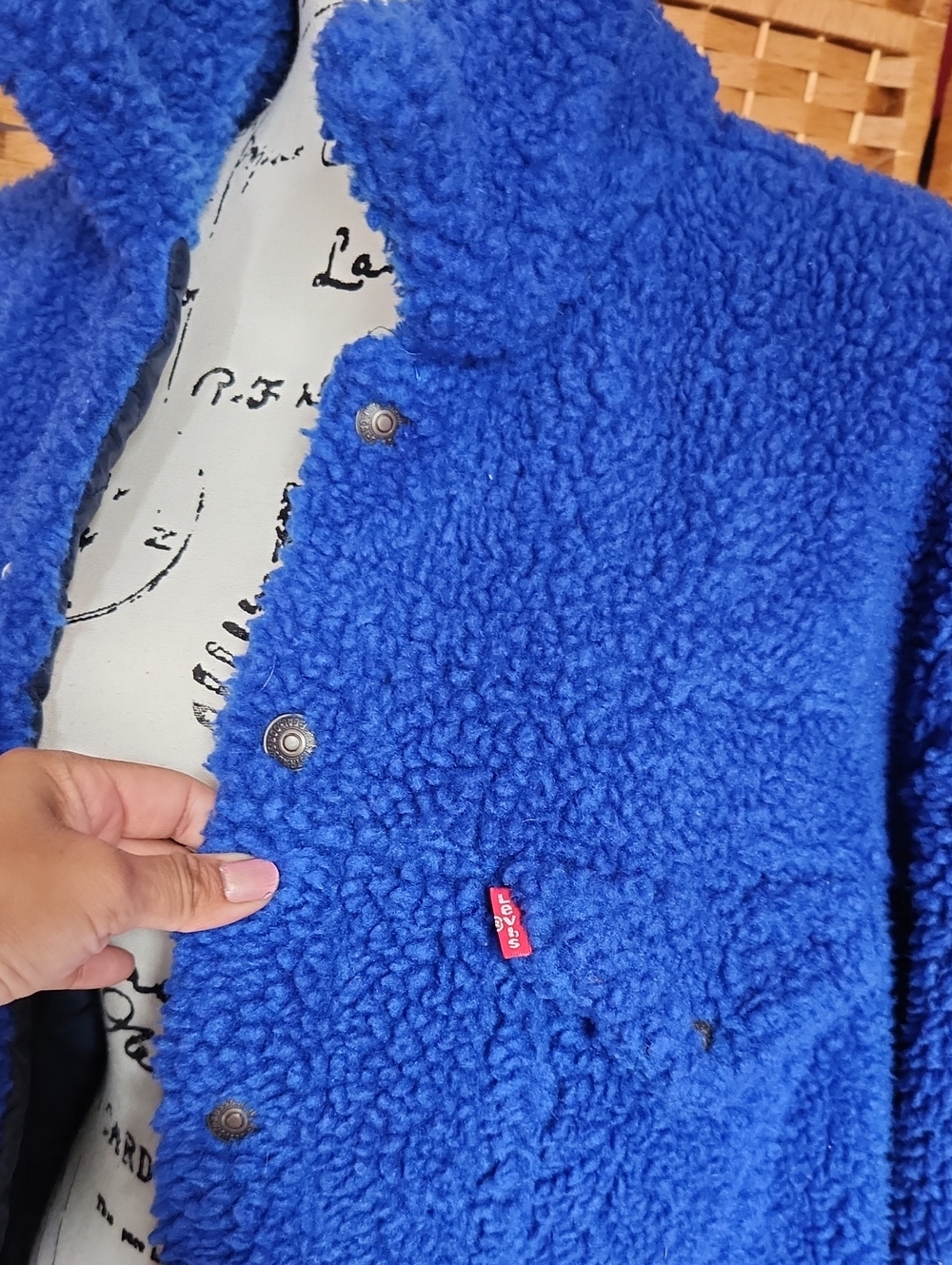 Vintage, LEVI STRAUSS, Winter, Fall, Outdoor, Blue Sherpa Puffy Jacket Sz L - Picture 8 of 16